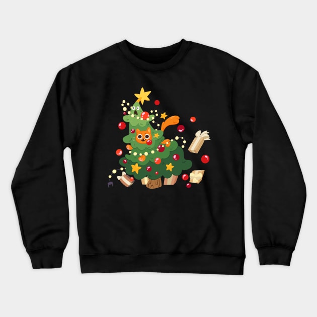 Orange cat energy in the Christmas Tree Crewneck Sweatshirt by Victoria Hamre